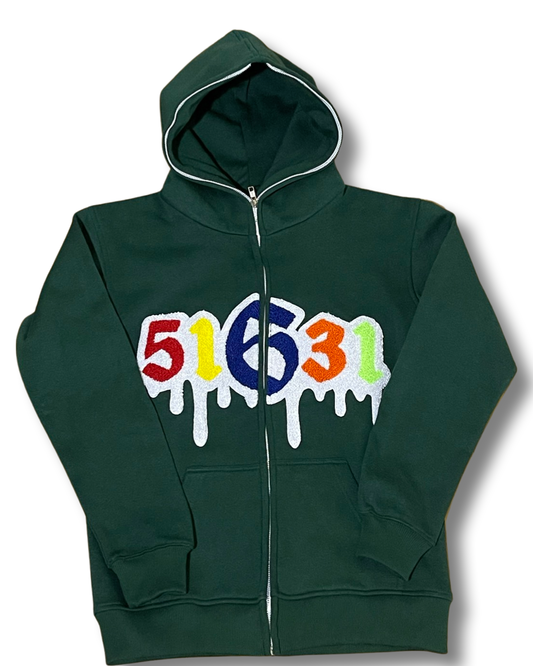 51631 Zipper Drip Logo Hoodie